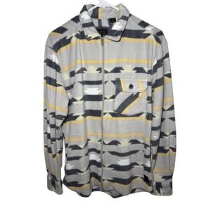 VTG 1946 Men Medium Light Grey Fleece Geometric Print Jacket